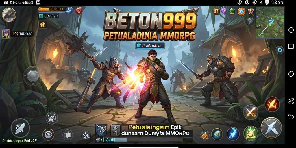Tangkapan layar BETON999 menampilkan pertempuran epik dalam dunia fantasi.