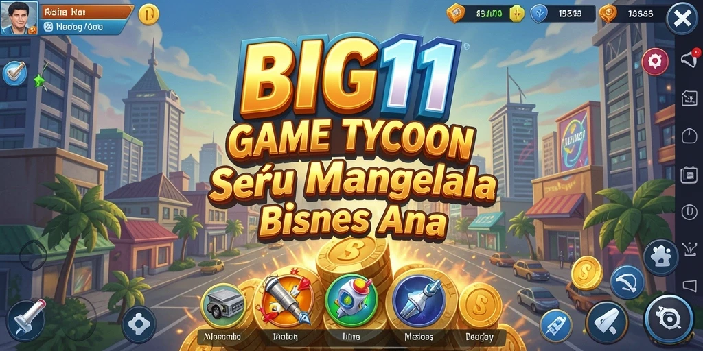 Tampilan gameplay BIG11 yang menarik dengan berbagai aktivitas bisnis.