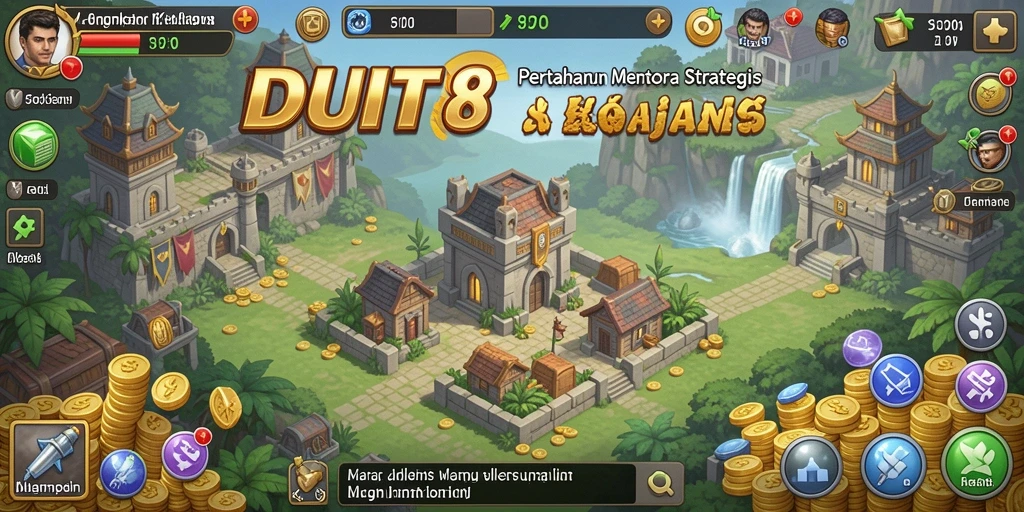 Screenshot menampilkan aksi seru game Tower Defense DUIT8 dengan pertahanan yang strategis.