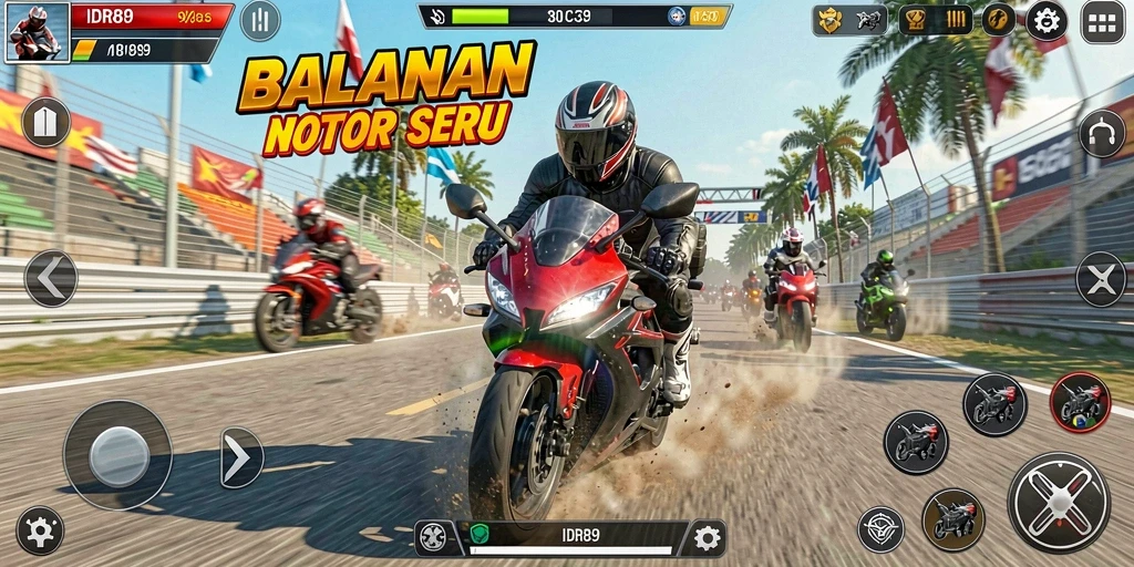 Gameplay seru dan menantang di IDR89 dengan balapan motor.