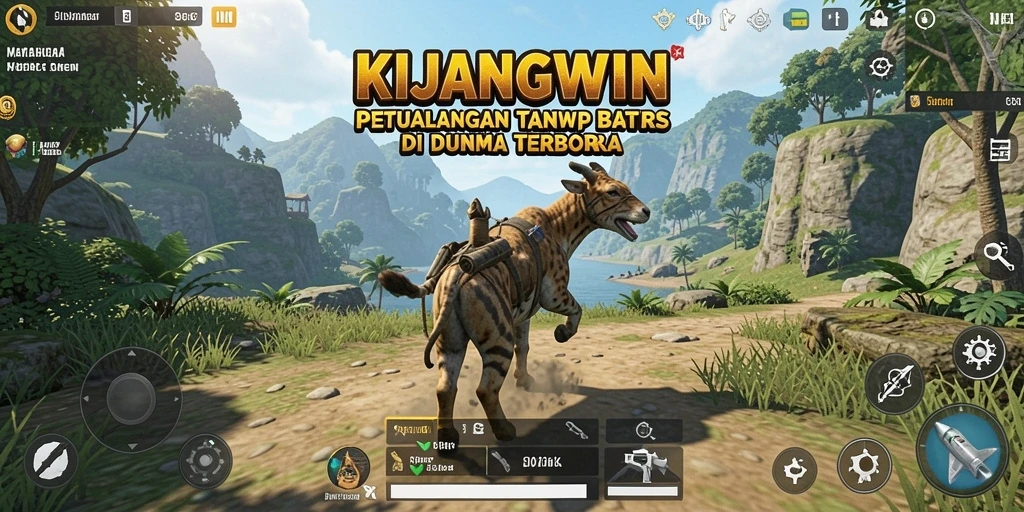 Screenshot menunjukkan gameplay mendalam dalam dunia terbuka KIJANGWIN.