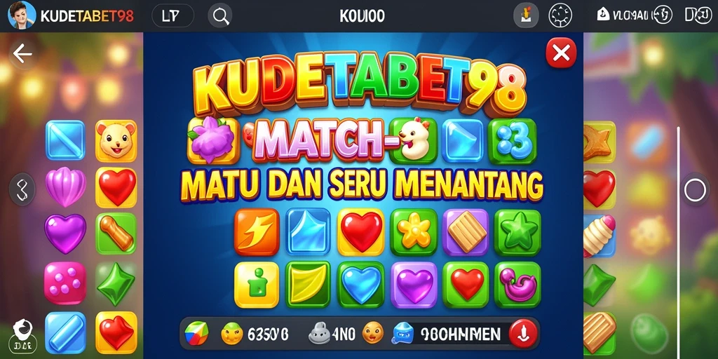 Screenshot gameplay KUDETABET98 menampilkan suasana seru permainan Match-3.