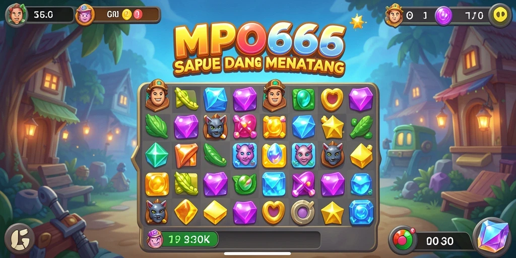 Screenshot gameplay MPO666 dengan elemen Match-3 yang menarik.