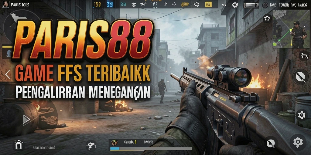 Tampilan gameplay menegangkan di PARIS88 dengan aksi FPS yang mendebarkan.