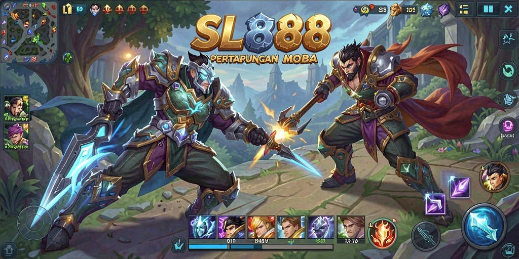 Tampilan grafis permainan SL888 yang menakjubkan di arena MOBA.