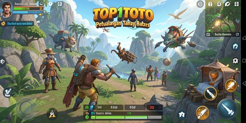 Tangkapan layar gameplay TOP1TOTO menampilkan dunia terbuka yang menakjubkan.