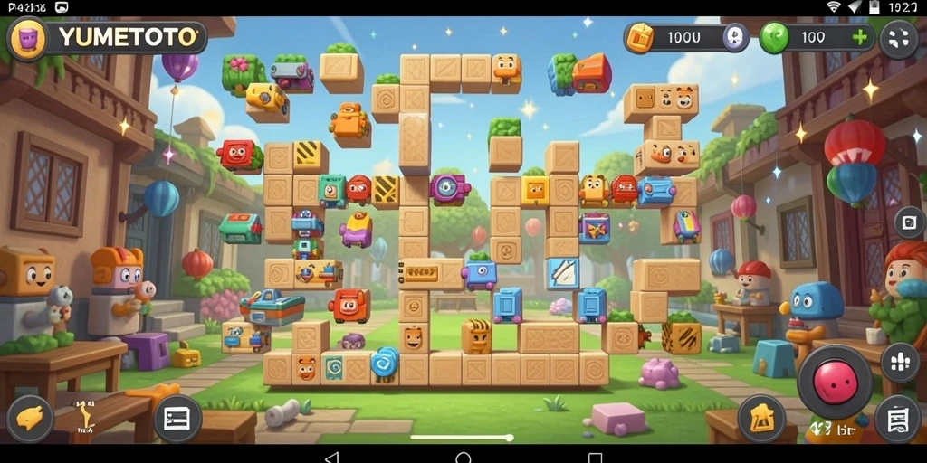 Tampilan gameplay YUMETOTO yang penuh warna dan menantang.
