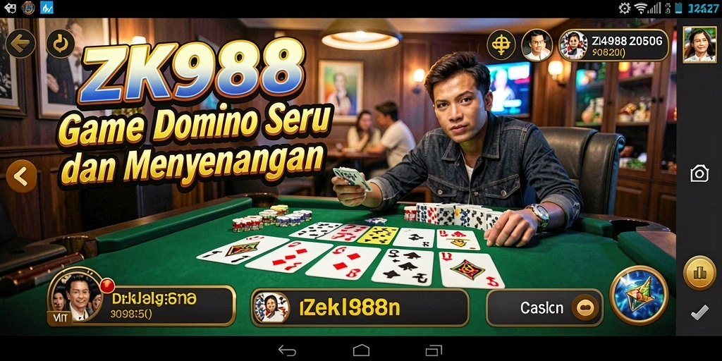 Tampilan gameplay seru dalam ZK988 dengan berbagai mode Domino.